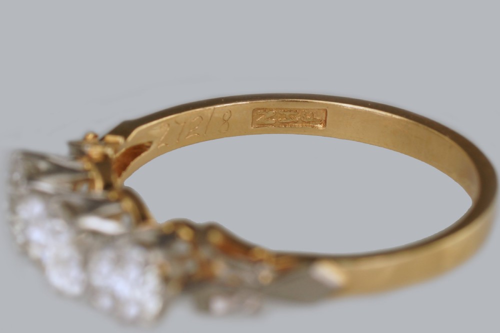 Antique 1.00ct Diamond 18ct Gold Edwardian Trilogy Engagemet Ring Vintage ca1910 View XIV