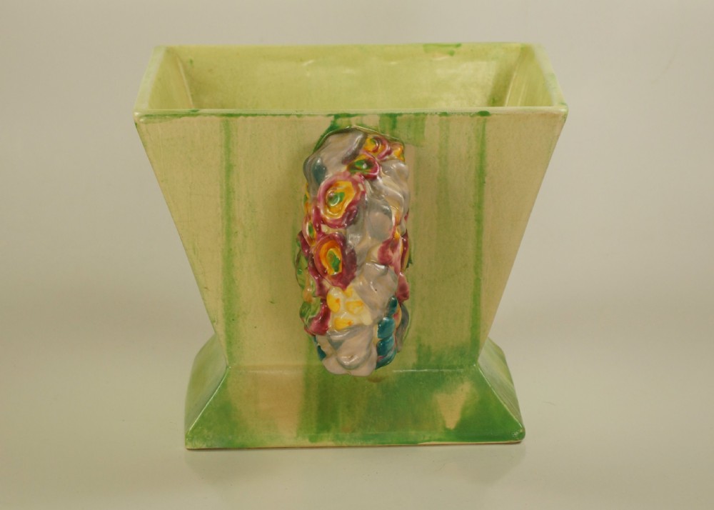 CLARICE CLIFF Bizarre My Garden Vase with Frog Rare Posy Holder Superb Conditon  View VI