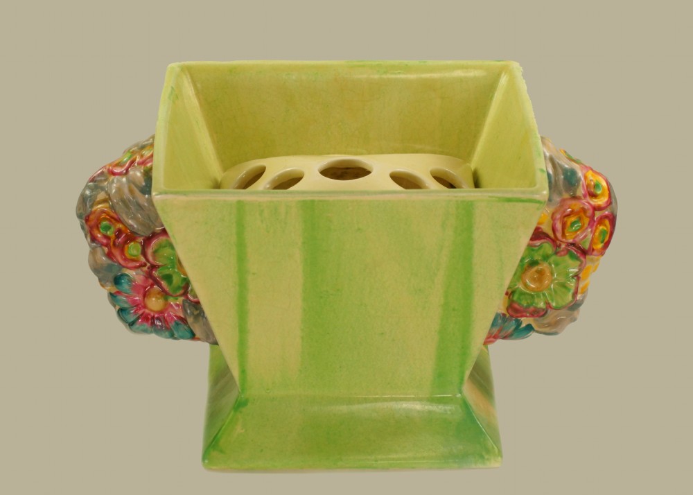 CLARICE CLIFF Bizarre My Garden Vase with Frog Rare Posy Holder Superb Conditon  View XV