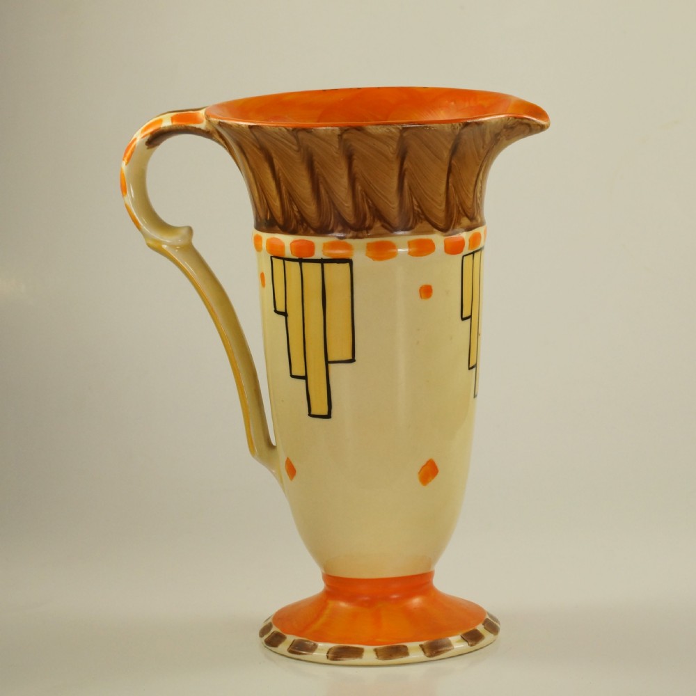 Myott Son & Co Art Deco Trumpet Jug Rare Hand Painted Vase  View II