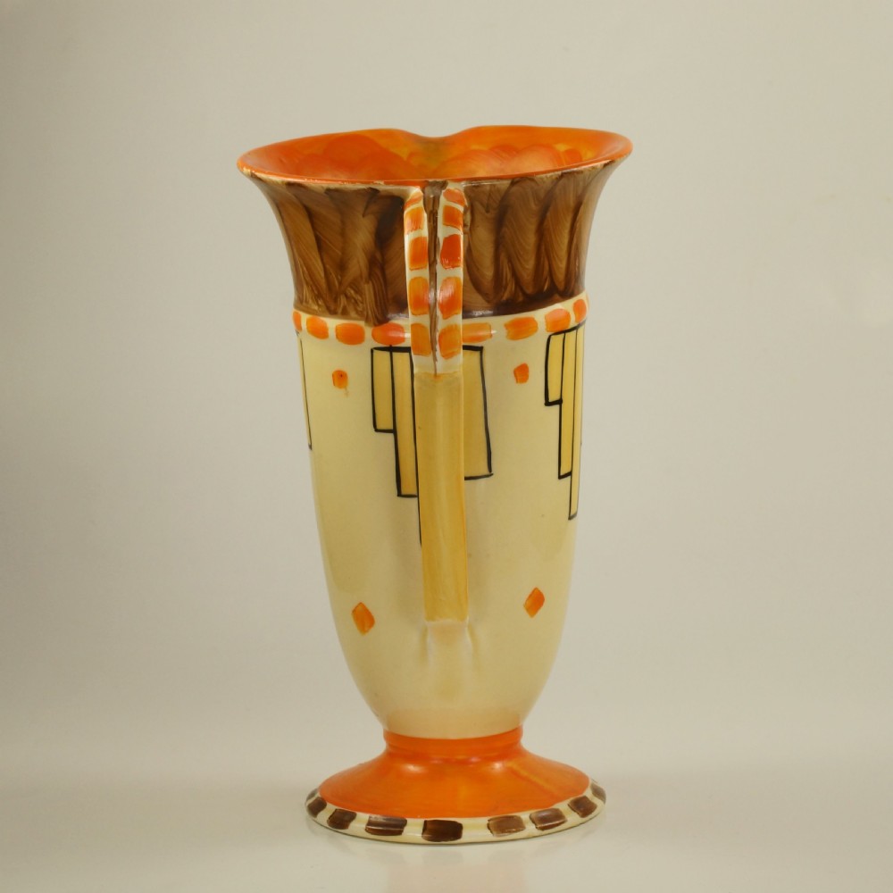Myott Son & Co Art Deco Trumpet Jug Rare Hand Painted Vase  View III