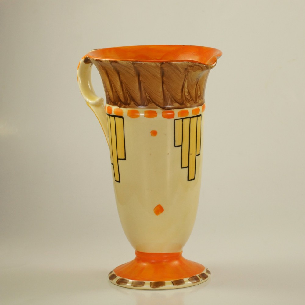 Myott Son & Co Art Deco Trumpet Jug Rare Hand Painted Vase  View IV