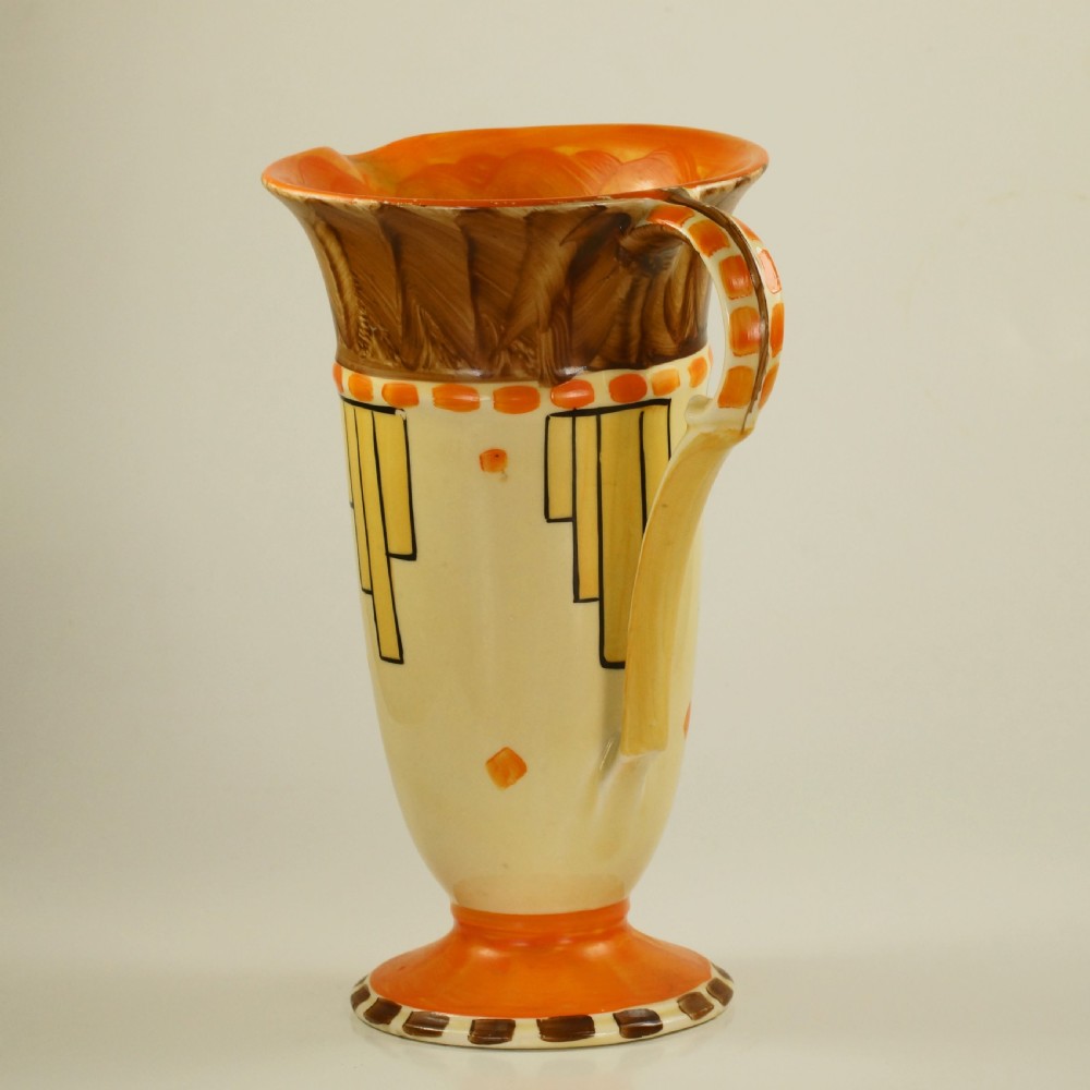 Myott Son & Co Art Deco Trumpet Jug Rare Hand Painted Vase  View V