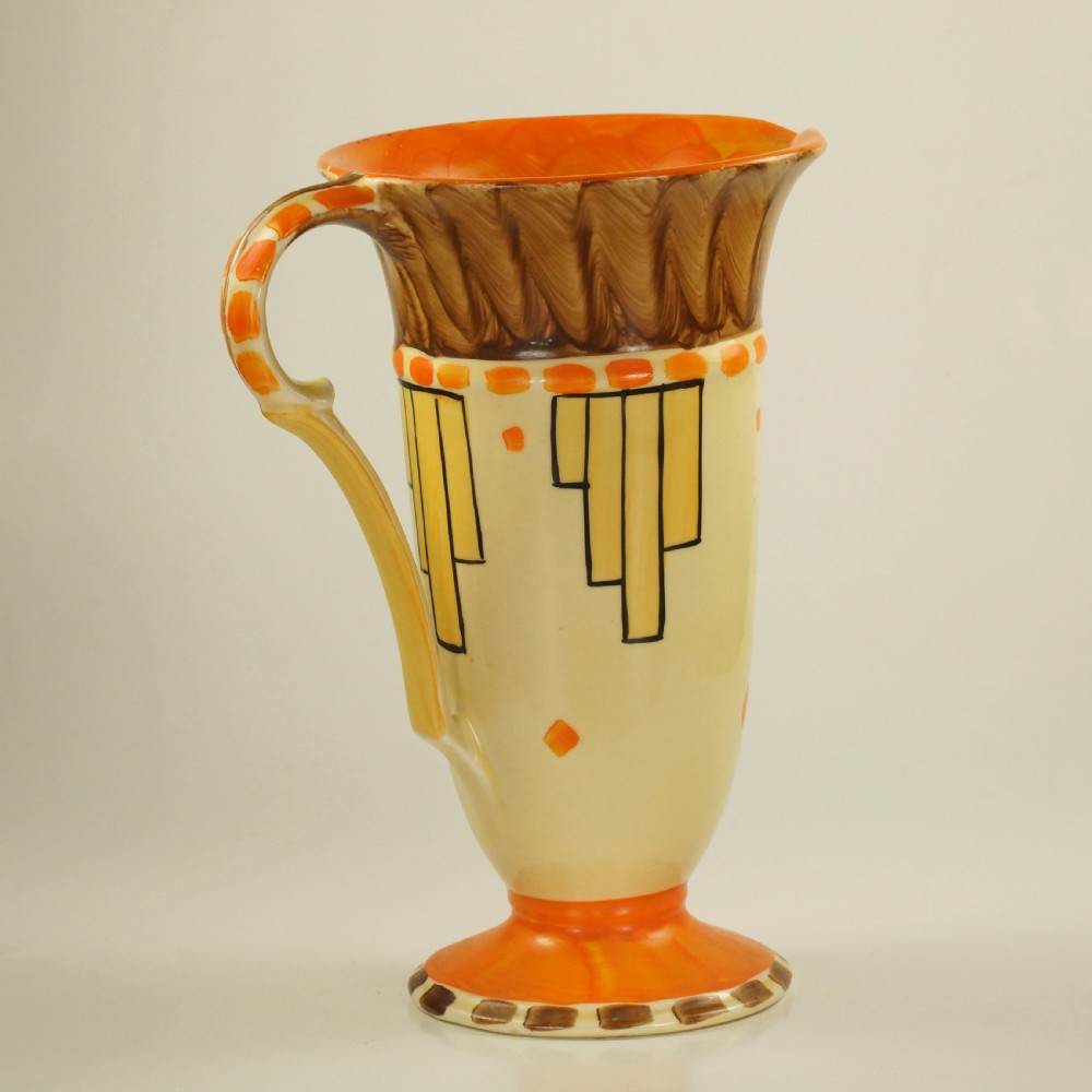 Myott Son & Co Art Deco Trumpet Jug Rare Hand Painted Vase  View VI