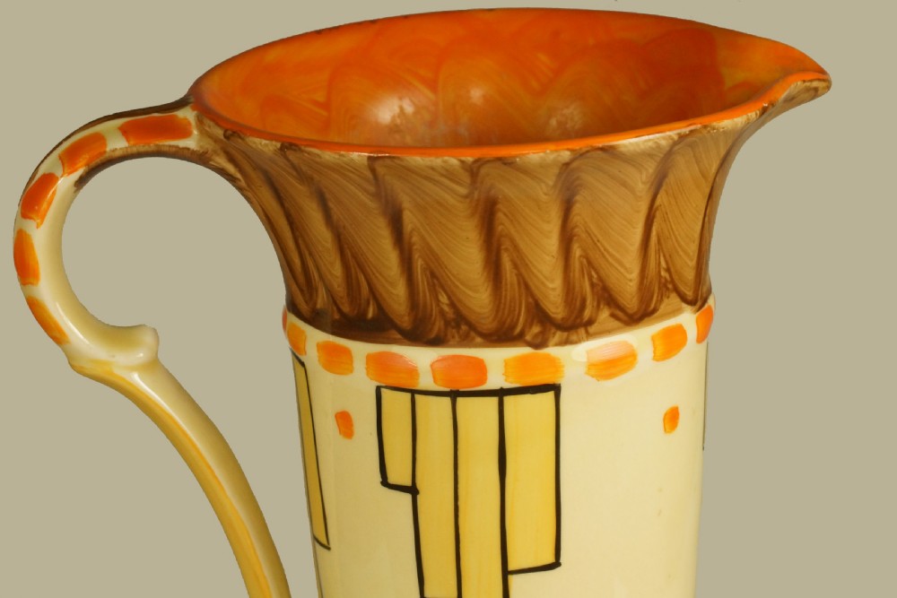 Myott Son & Co Art Deco Trumpet Jug Rare Hand Painted Vase  View XI