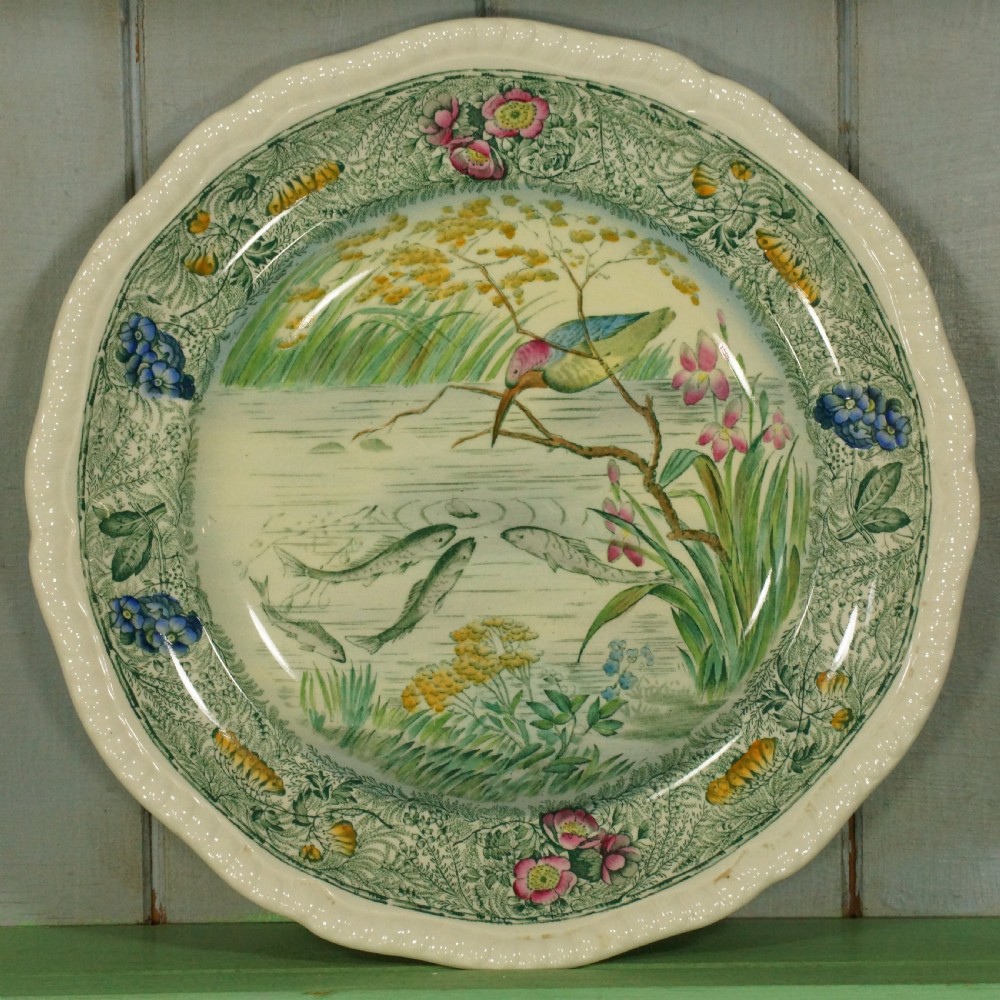 Vintage Copeland Spode Platter & 6 Plates Antique English 1930's Fish Pattern