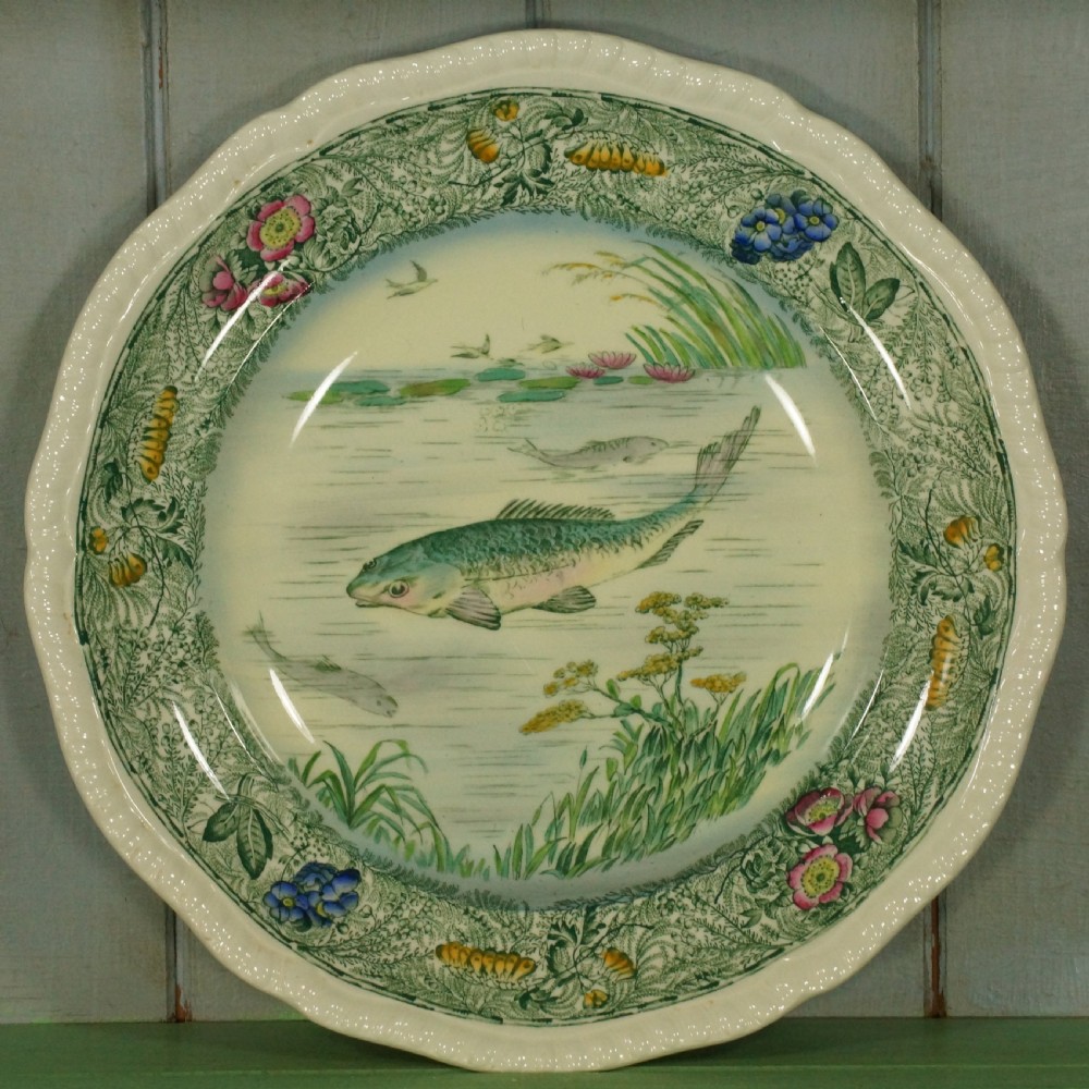 Vintage Copeland Spode Platter & 6 Plates Antique English 1930's Fish Pattern View IV