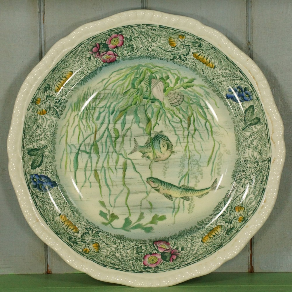 Vintage Copeland Spode Platter & 6 Plates Antique English 1930's Fish Pattern View VII