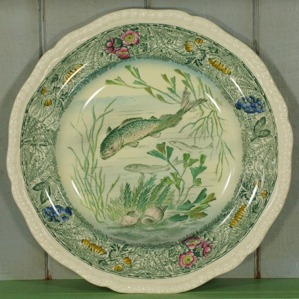 Copeland Spode Antique Platter & 6 Plates Fish Pattern Set Vintage English 1930  View VI