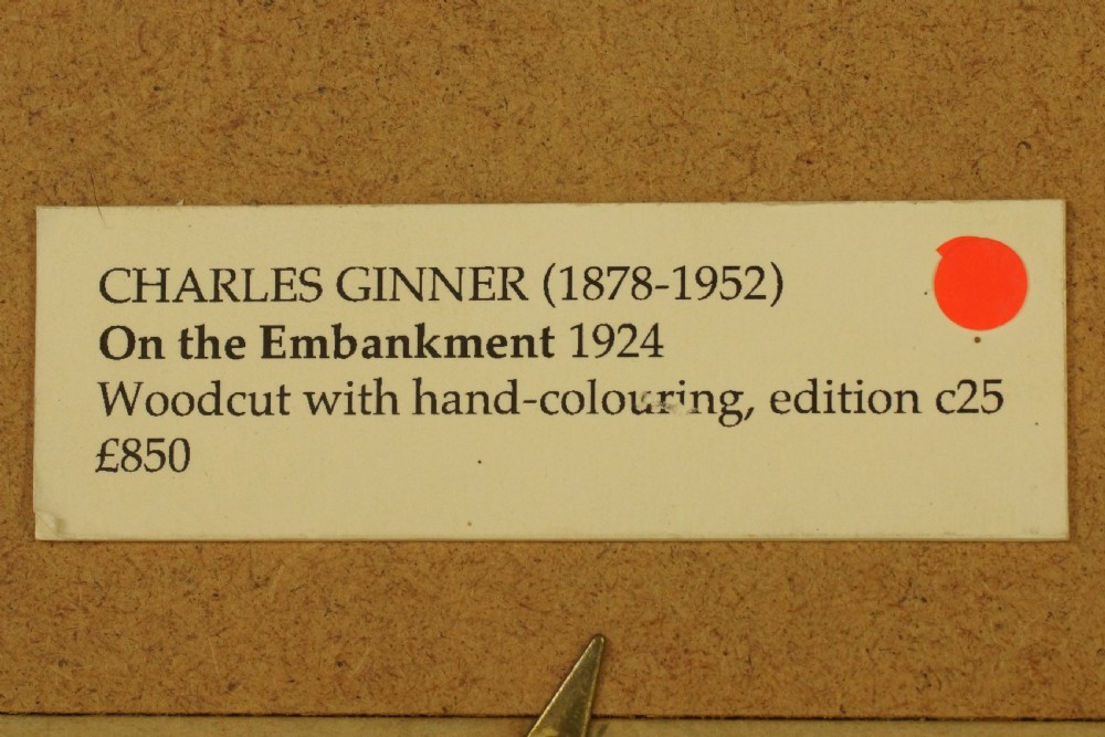 Charles Isaac Ginner On the Embankment 1924 Signed Artist Proof Coloured Woodcut  View V