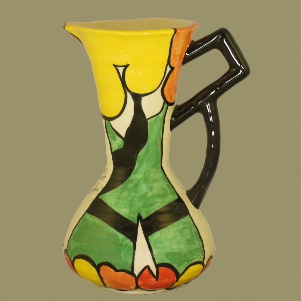 Dorothy Ann Crown Devon Tiger Trees Jug Hand Painted Vintage Rare Art Deco Vase 