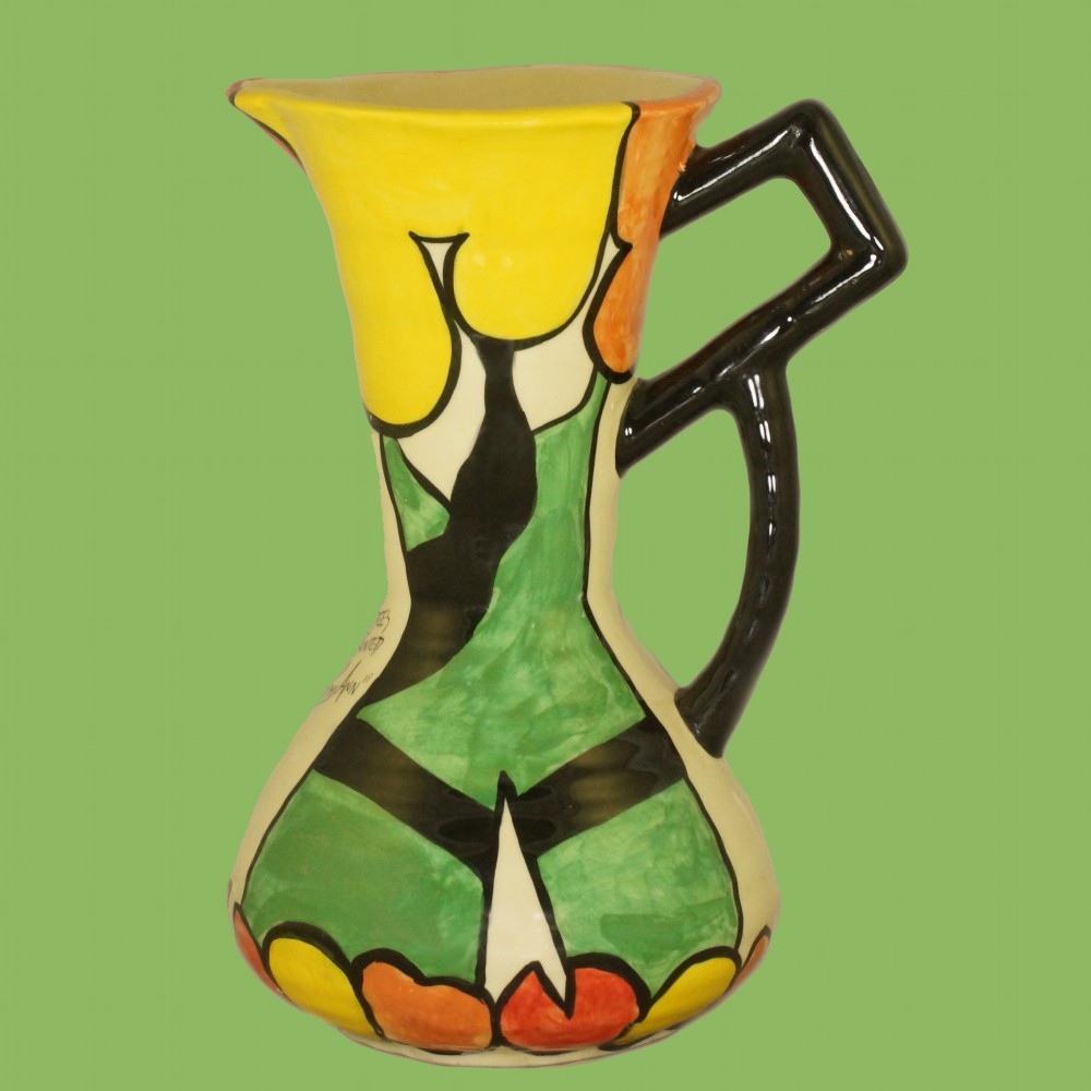 Dorothy Ann Crown Devon Tiger Trees Jug Hand Painted Vintage Rare Art Deco Vase  View XII