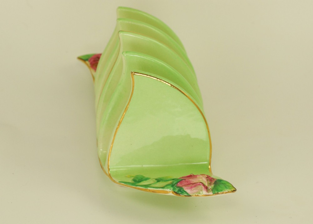 Royal Winton Grimwades Green Rosebud Toast Rack 4 Slice Rare Vintage toast rack  View IV