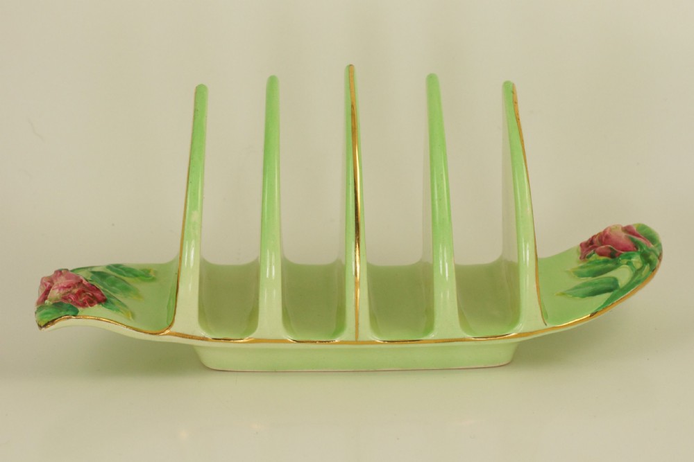 Royal Winton Grimwades Green Rosebud Toast Rack 4 Slice Rare Vintage toast rack  View VI