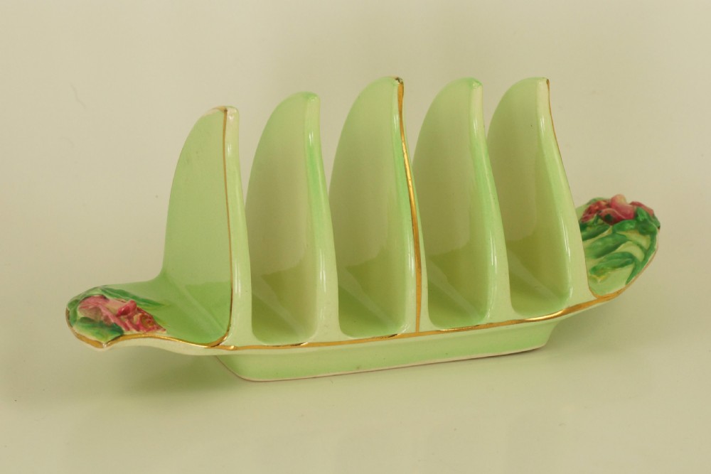 Royal Winton Grimwades Green Rosebud Toast Rack 4 Slice Rare Vintage toast rack  View VIII