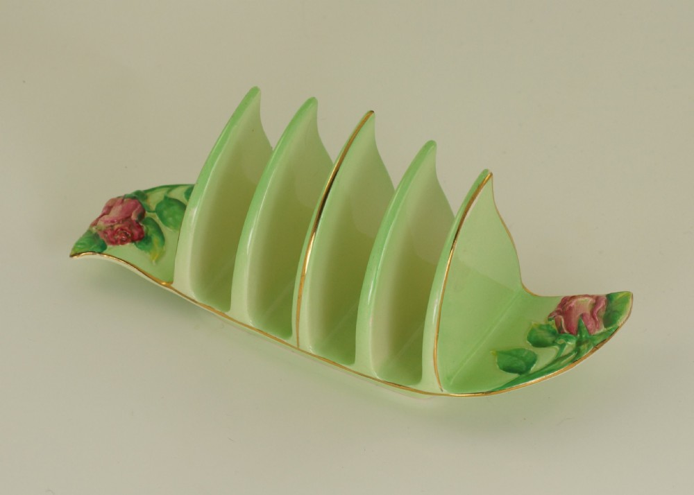 Royal Winton Grimwades Green Rosebud Toast Rack 4 Slice Rare Vintage toast rack  View XI