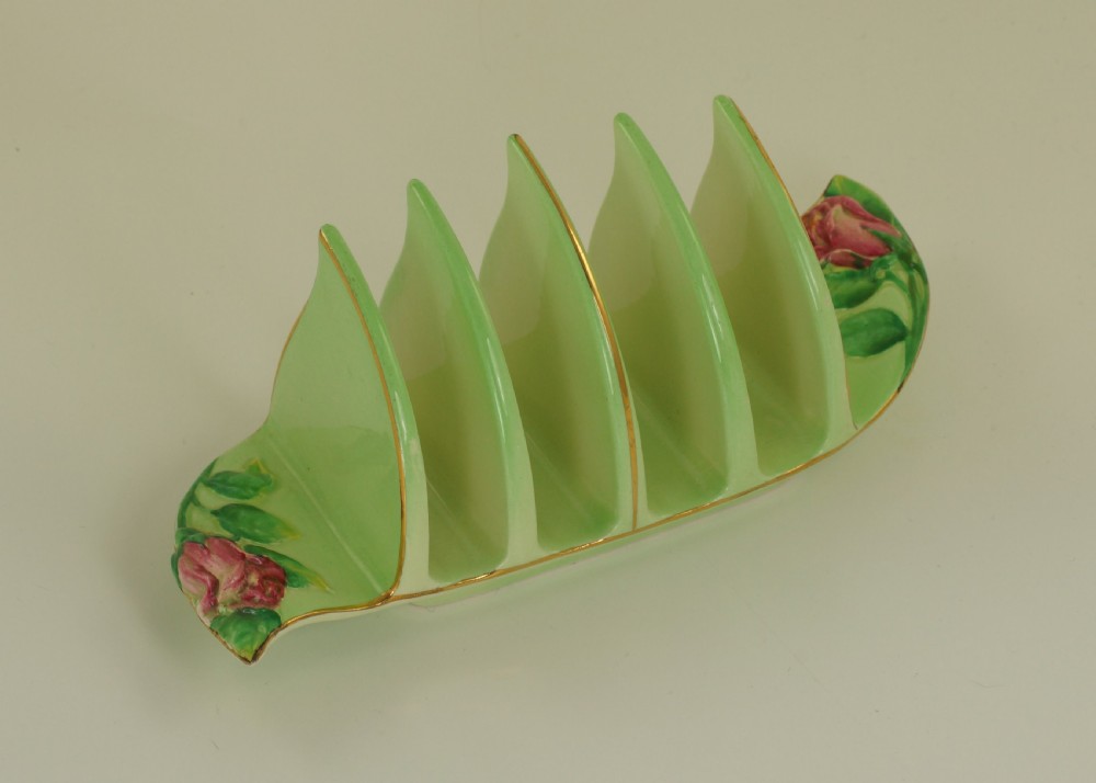 Royal Winton Grimwades Green Rosebud Toast Rack 4 Slice Rare Vintage toast rack  View XII