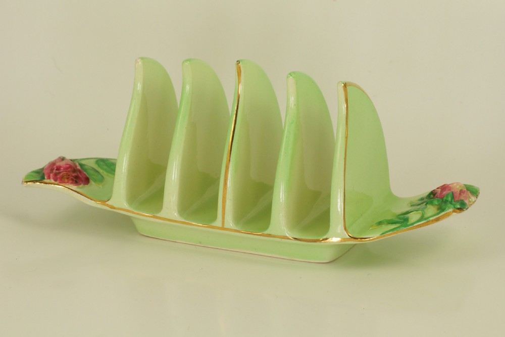 Royal Winton Grimwades Green Rosebud Toast Rack 4 Slice Rare Vintage toast rack  View XIII