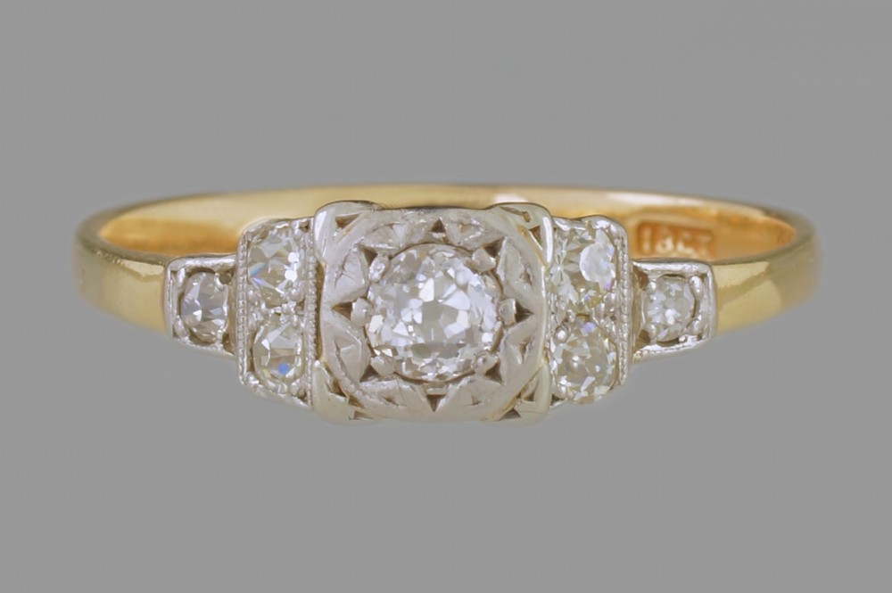 Antique 0.65ct Old Mine Cut Diamond Ring Edwardian 18K Gold Engagement Solitaire