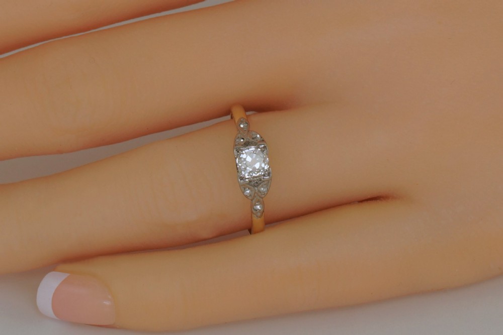 Antique Old Cut Diamond 18ct Gold & PLAT Solitaire Edwardian Engagement Ring View VII