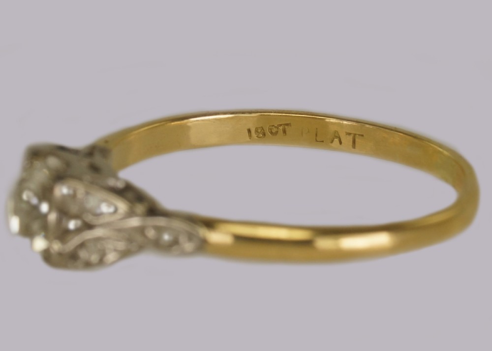 Antique Old Cut Diamond 18ct Gold & PLAT Solitaire Edwardian Engagement Ring View VIII