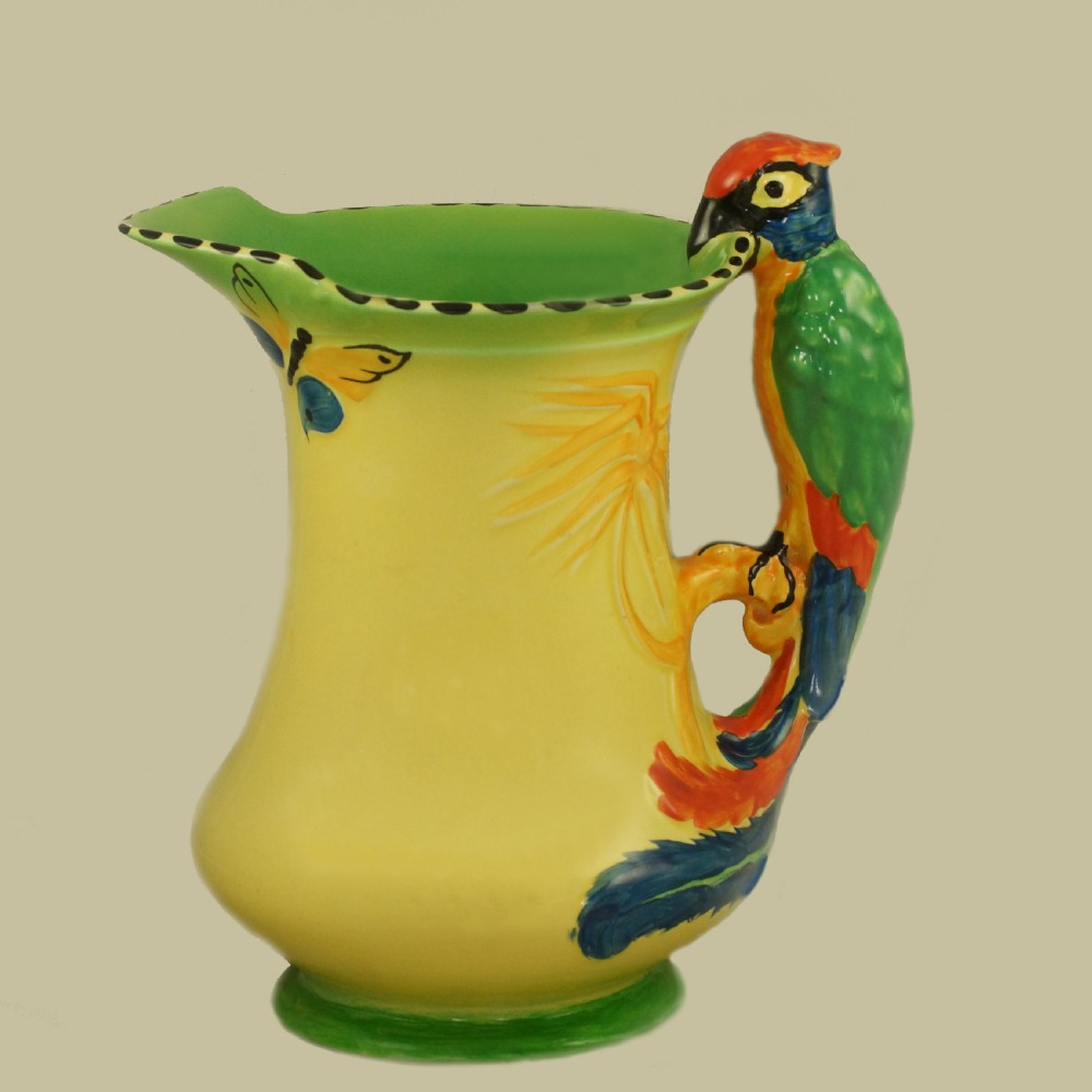 Burleigh Ware Parrot Handle Jug Vintage Art Deco Rare Colourway Superb Condition 