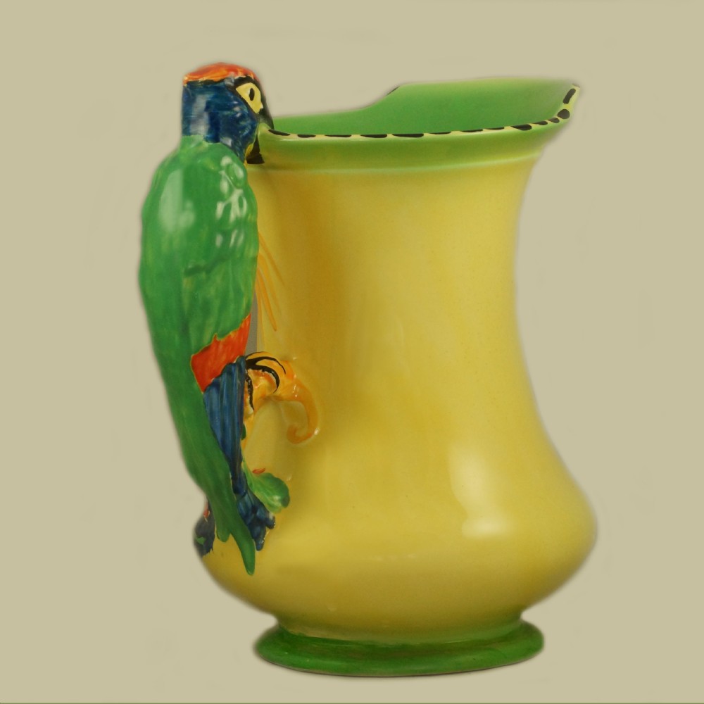 Burleigh Ware Parrot Handle Jug Vintage Art Deco Rare Colourway Superb Condition  View III