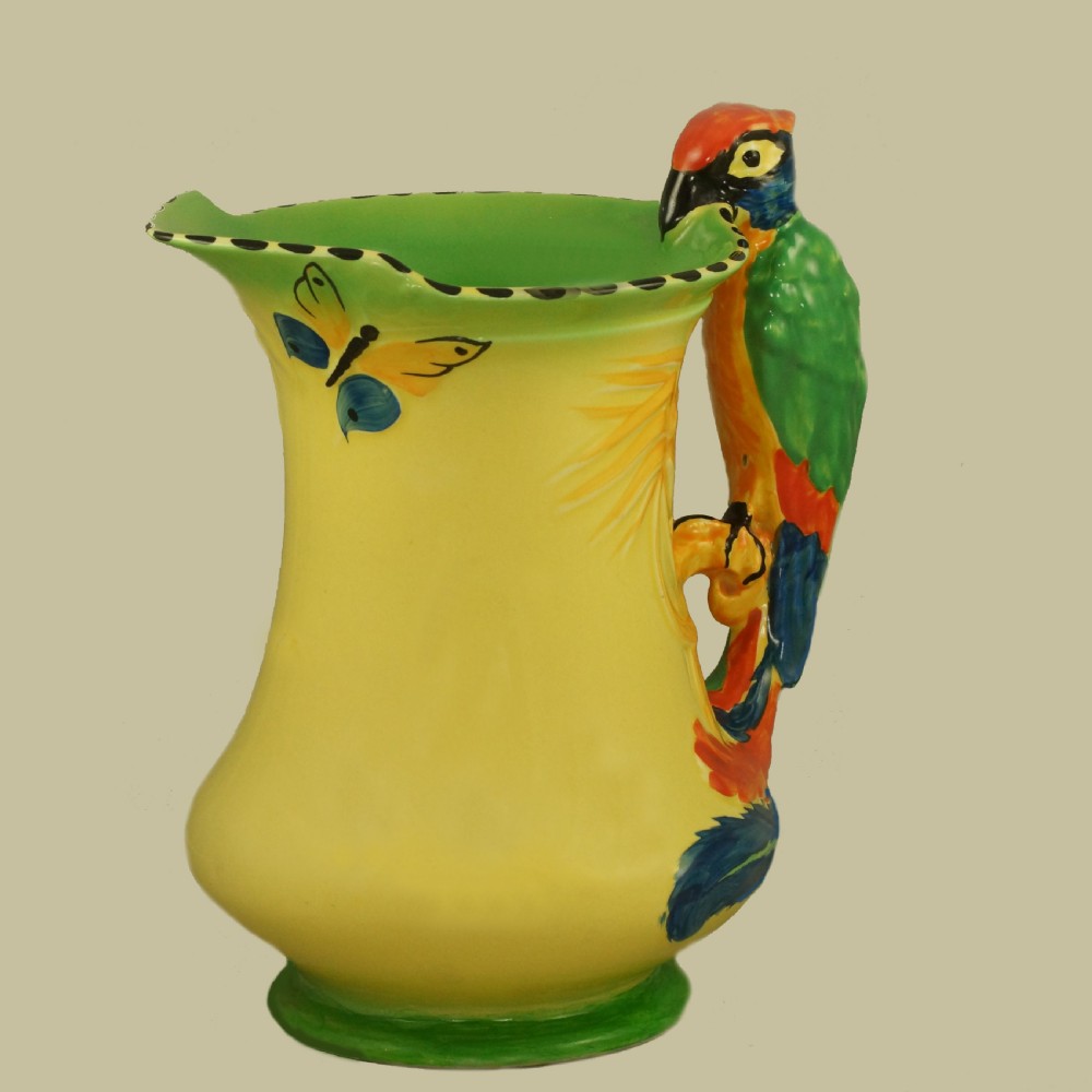 Burleigh Ware Parrot Handle Jug Vintage Art Deco Rare Colourway Superb Condition  View VI