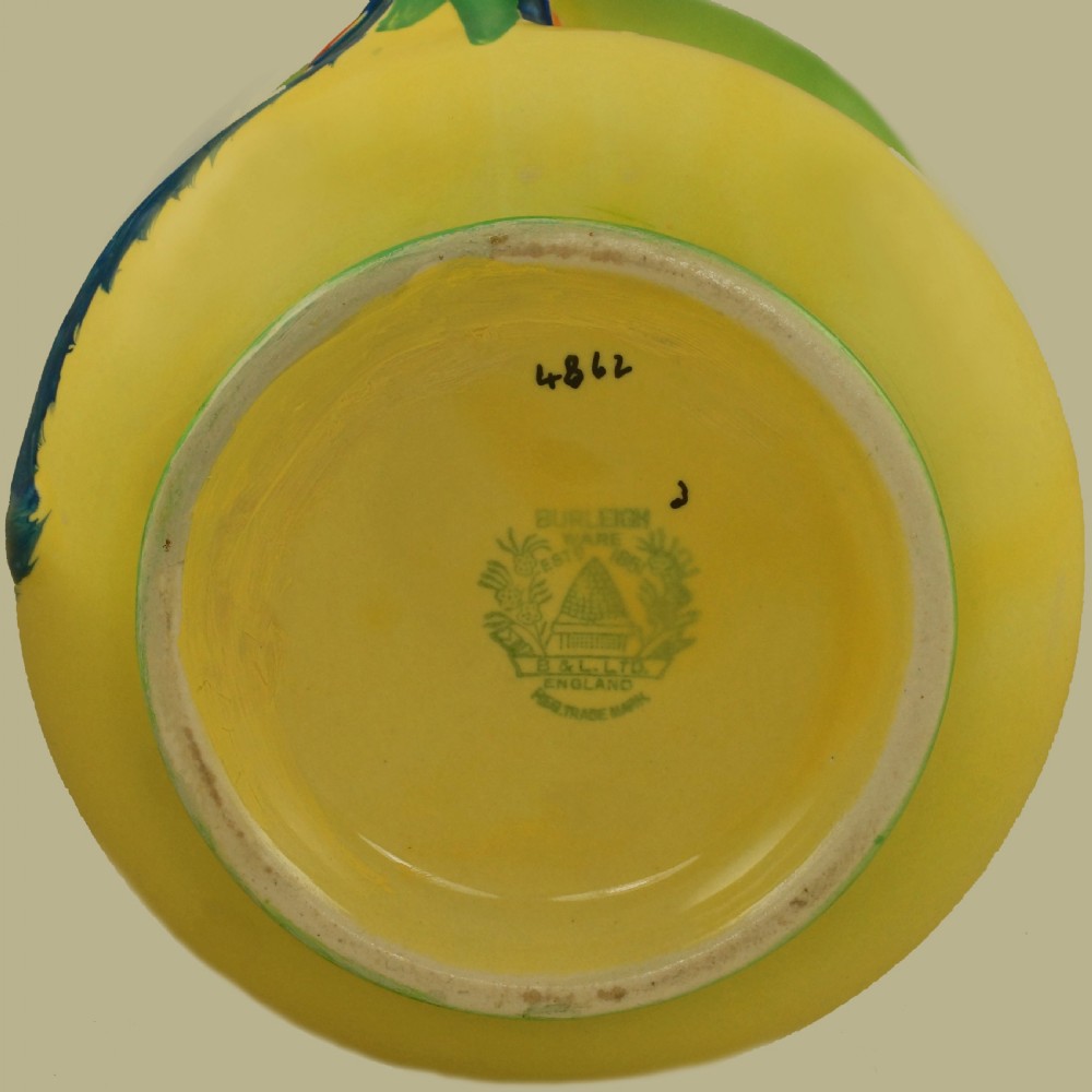 Burleigh Ware Parrot Handle Jug Vintage Art Deco Rare Colourway Superb Condition  View IX