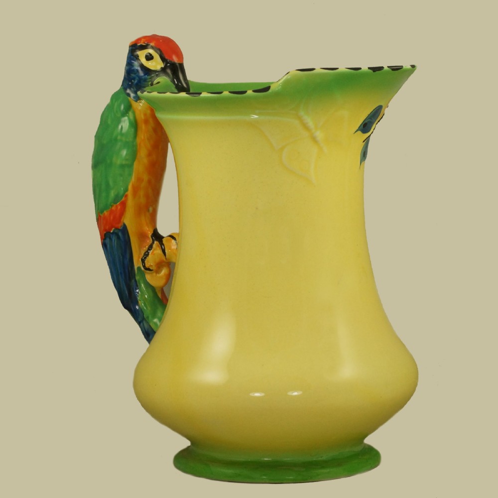 Burleigh Ware Parrot Handle Jug Vintage Art Deco Rare Colourway Superb Condition  View X