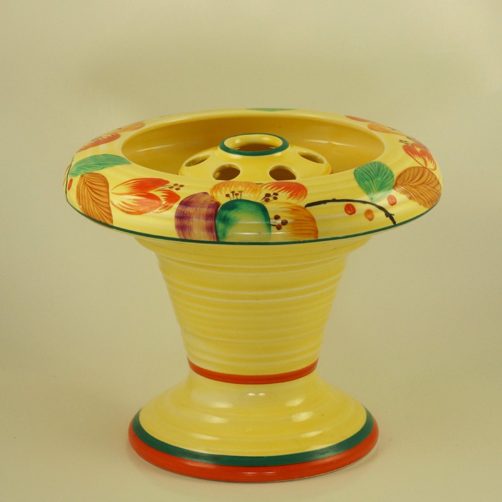 Art Deco Crown Ducal Vase with Frog Rare Floral Posy Holder Superb Conditon