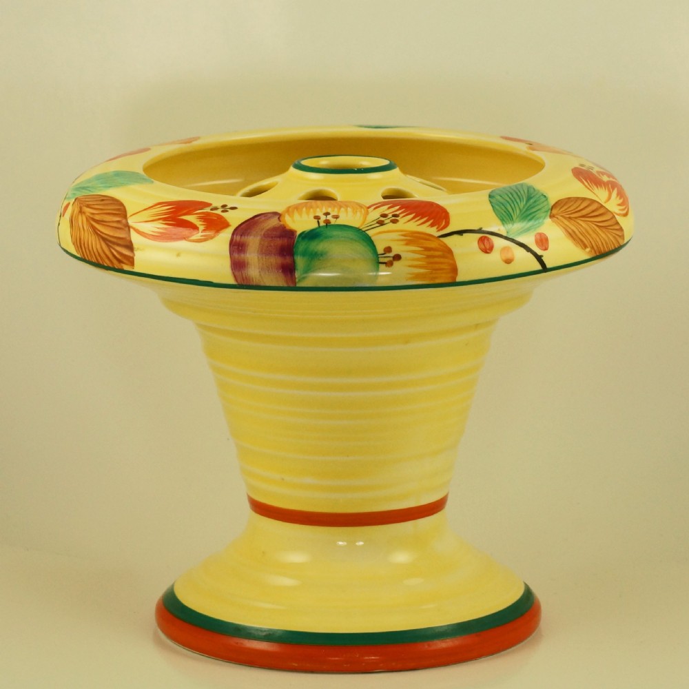 Art Deco Crown Ducal Vase with Frog Rare Floral Posy Holder Superb Conditon View VIII