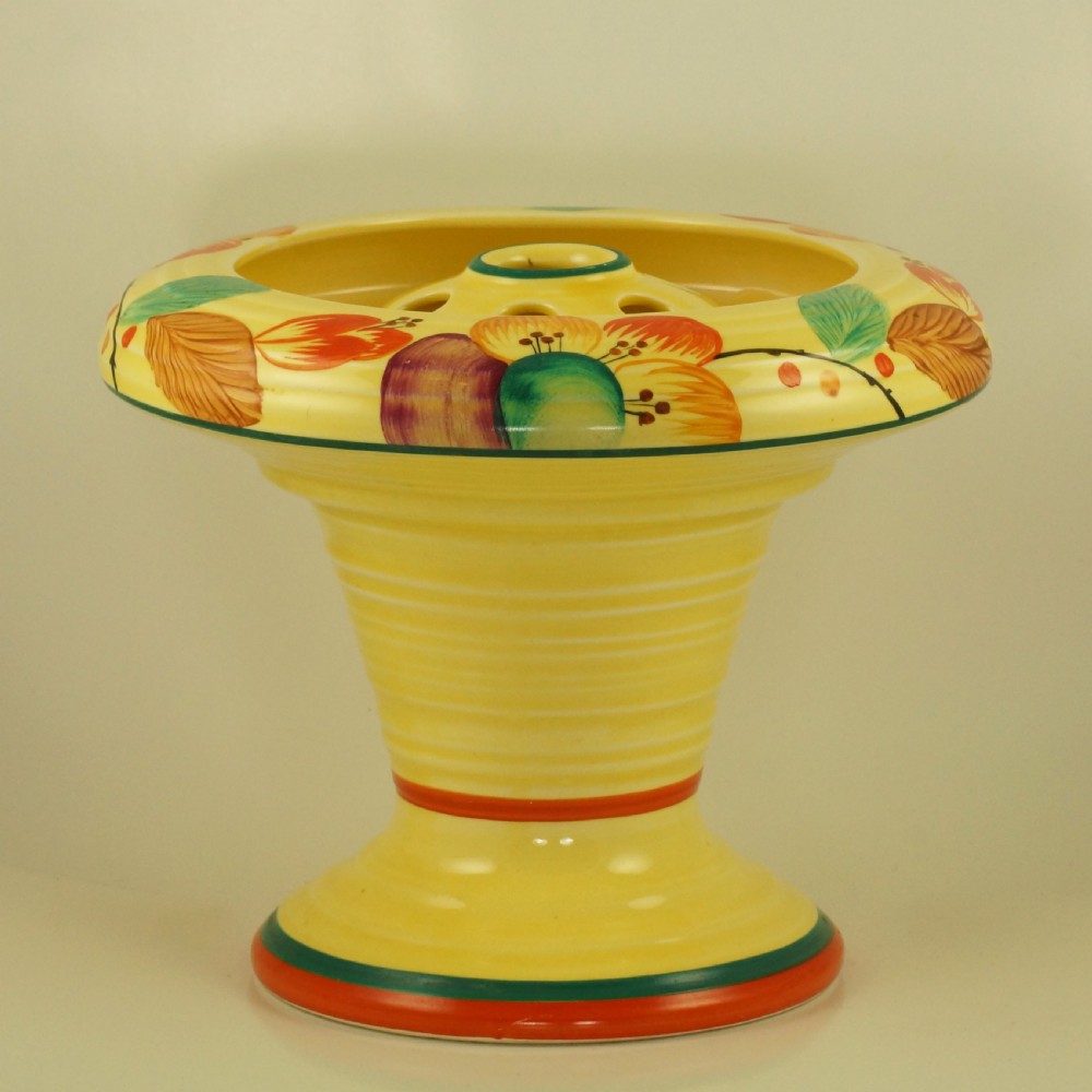 Art Deco Crown Ducal Vase with Frog Rare Floral Posy Holder Superb Conditon View IX