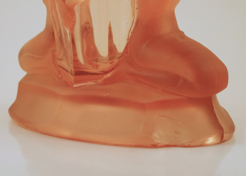 Walther & Sohne Art Deco Nudes Windsor Two Ladies Pink Glass Vase With Frog 8