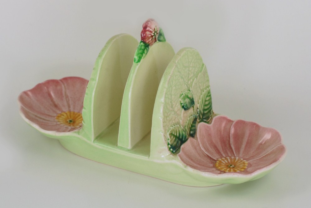 Carlton Ware Wild Rose Toast Rack 1930’s Australian Majolica
