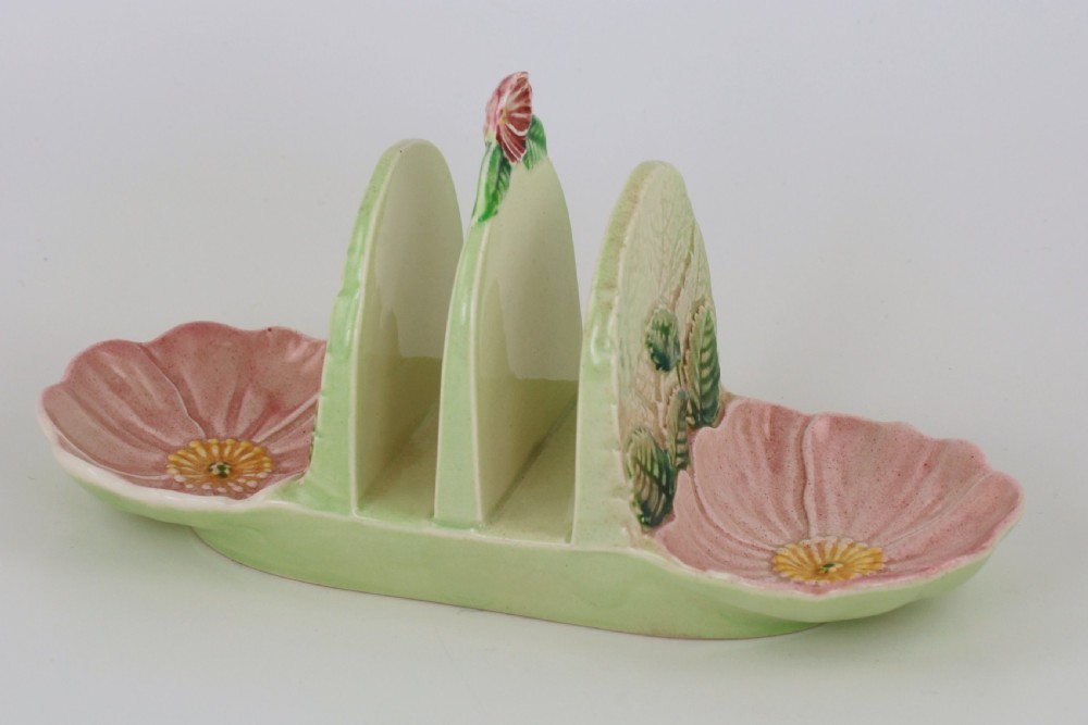 Carlton Ware Wild Rose Toast Rack 1930’s Australian Majolica View II