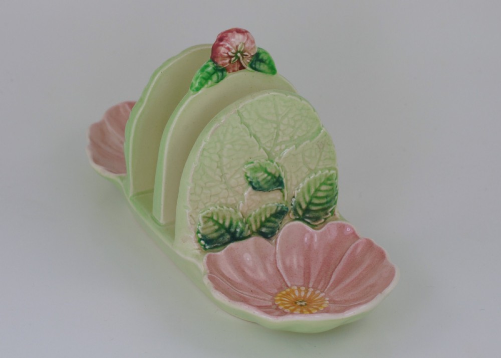 Carlton Ware Wild Rose Toast Rack 1930’s Australian Majolica View V