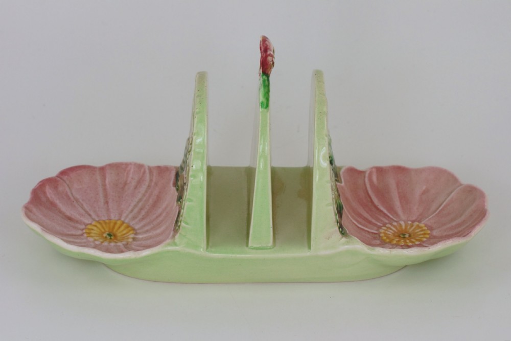 Carlton Ware Wild Rose Toast Rack 1930’s Australian Majolica View VI