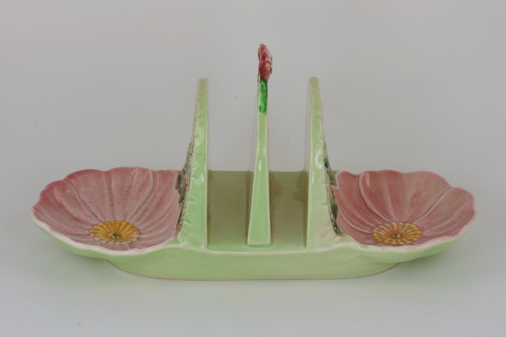 Carlton Ware Wild Rose Toast Rack 1930’s Australian Majolica View VII