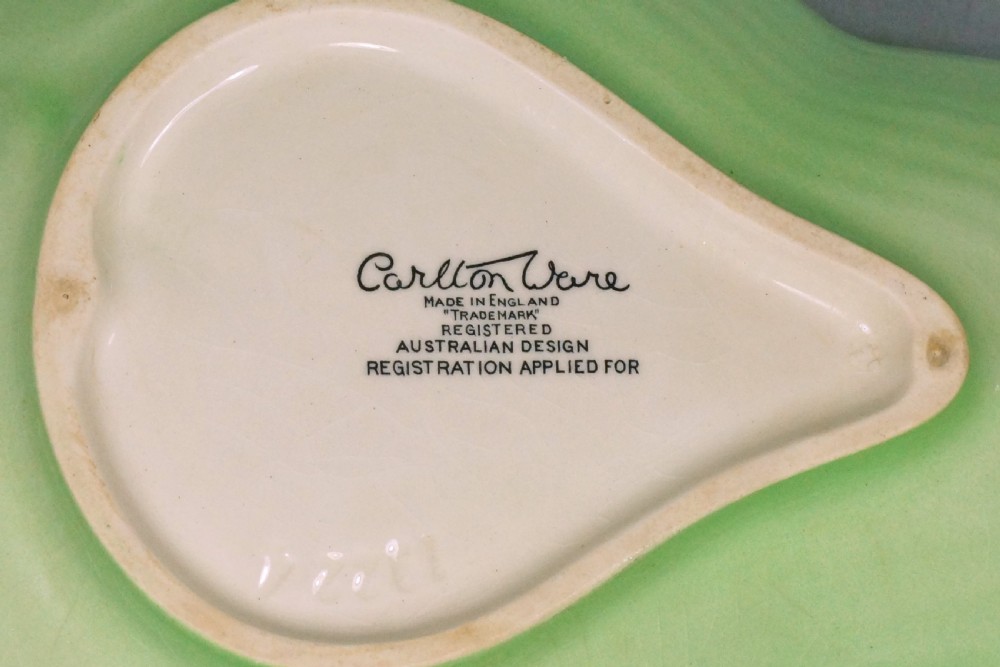 Carlton Ware Basket Weave Primula Bowl Australian Majolica Green Bowl 8.5