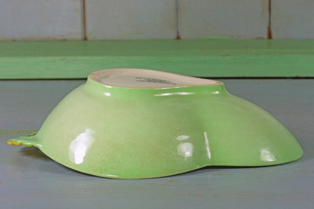 Carlton Ware Basket Weave Primula Bowl Australian Majolica Green Bowl 8.5