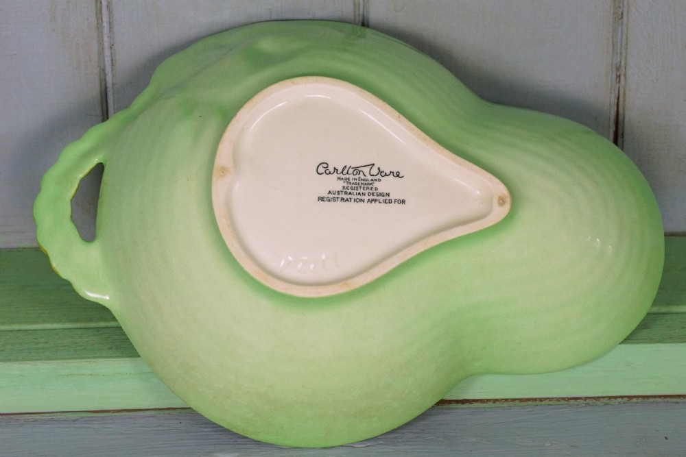 Carlton Ware Basket Weave Primula Bowl Australian Majolica Green Bowl 8.5