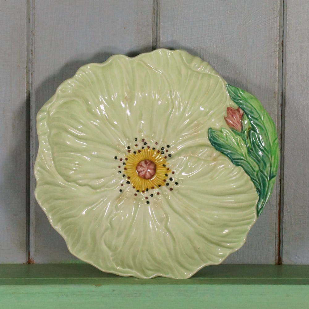 Two Carlton Ware Rare Green & Cream Buttercup Dishes.Plate Dish bowl with feet View II