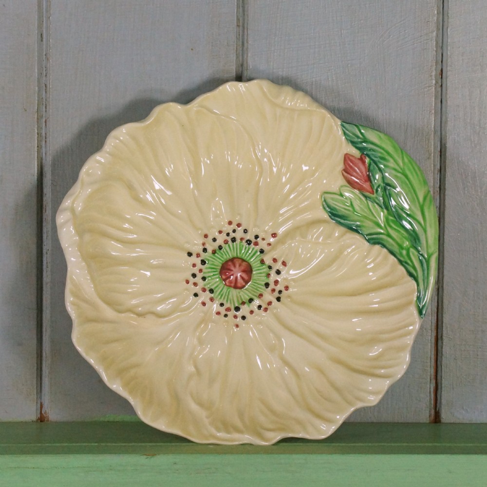 Two Carlton Ware Rare Green & Cream Buttercup Dishes.Plate Dish bowl with feet View III