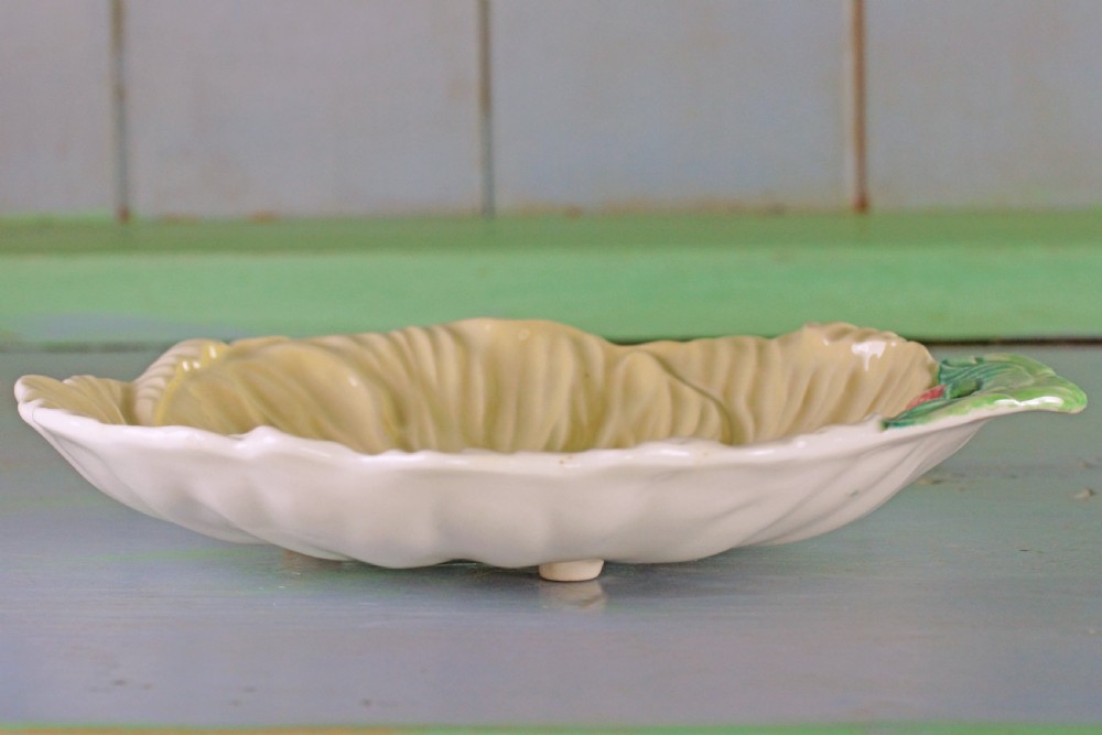 Two Carlton Ware Rare Green & Cream Buttercup Dishes.Plate Dish bowl with feet View IV