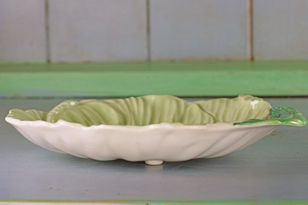 Two Carlton Ware Rare Green & Cream Buttercup Dishes.Plate Dish bowl with feet View V
