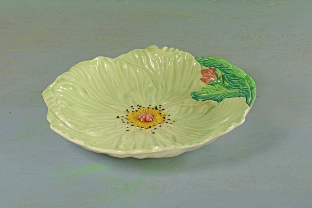 Two Carlton Ware Rare Green & Cream Buttercup Dishes.Plate Dish bowl with feet View XIII