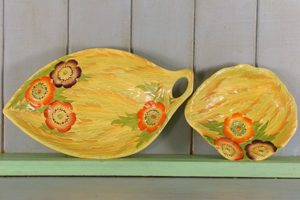 Two Carlton Ware Anemone Bowls Large Dish 10