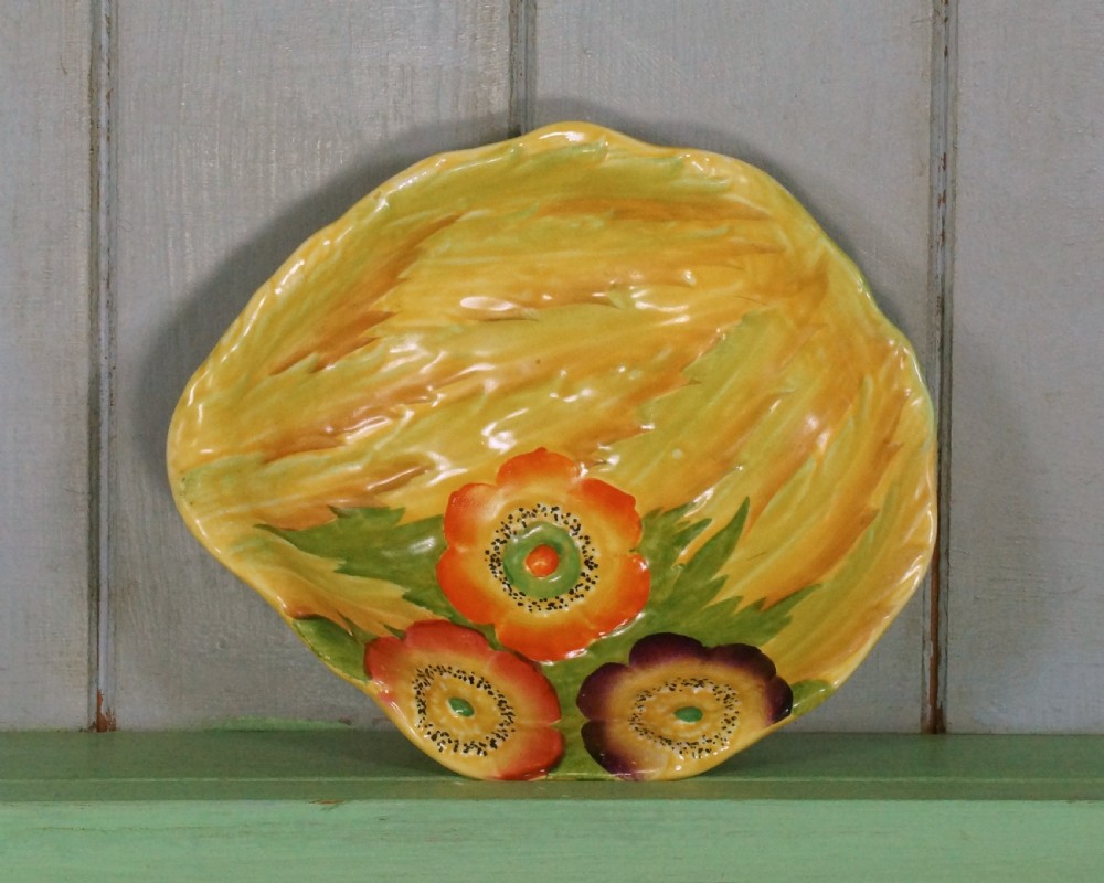 Two Carlton Ware Anemone Bowls Large Dish 10