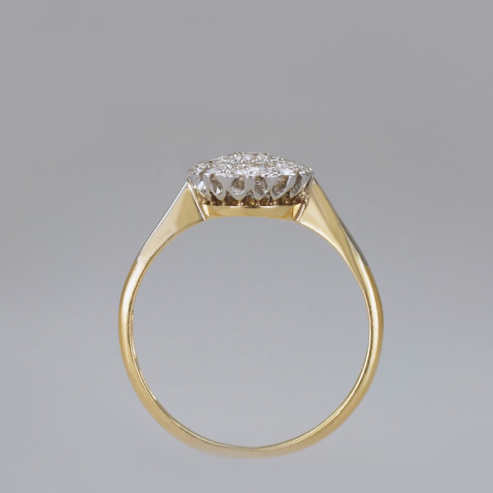 Antique 18ct Gold Diamond Cluster Ring Vintage Edwardian / Art Deco Daisy Ring View VI